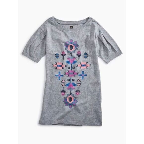 NEW Tea Collection Toddler Girls Size 4 Heather Grey Dakota Graphic Dress - Picture 1 of 5